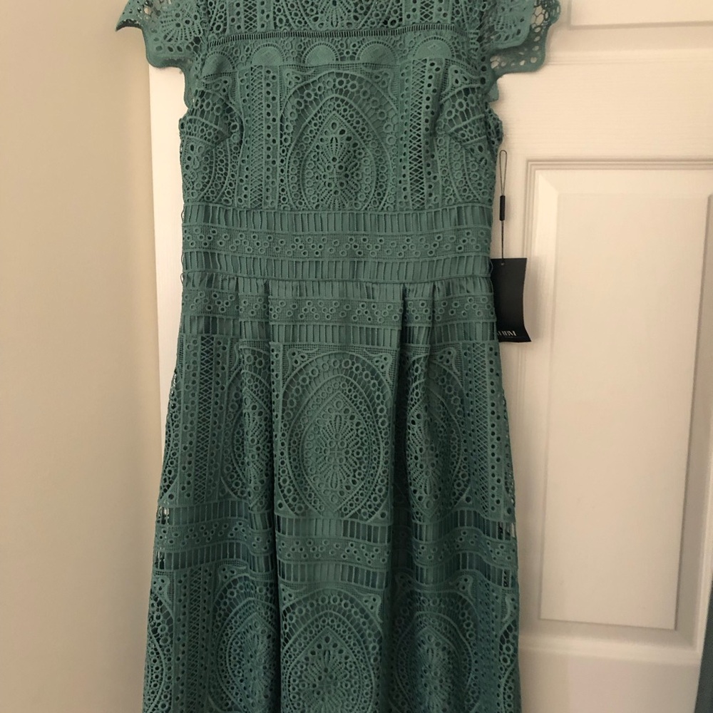 NWT dark mint green crocheted lace dress size 4